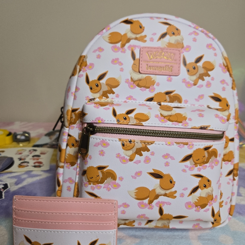 Pokemon eevee backpack and cardholder